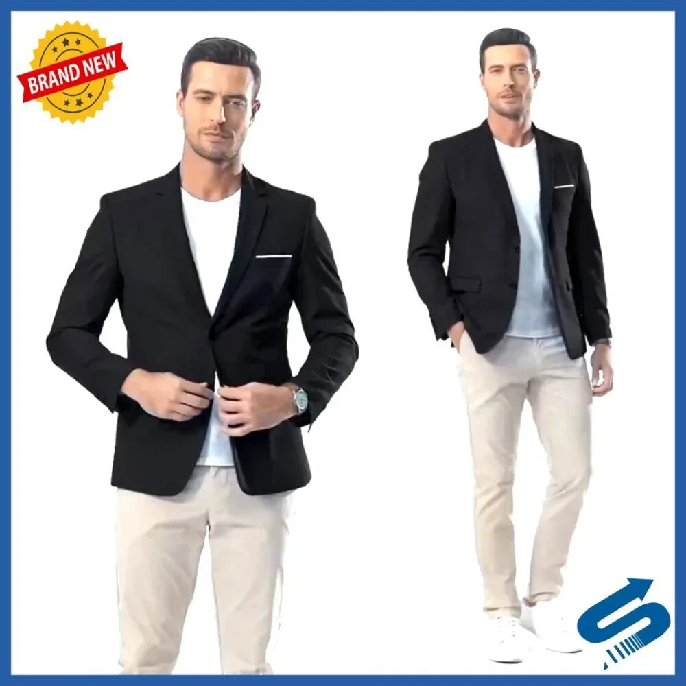 Slim Fit Sport Coat Blazer Lightweight Polyester Wedding Party Business Casual